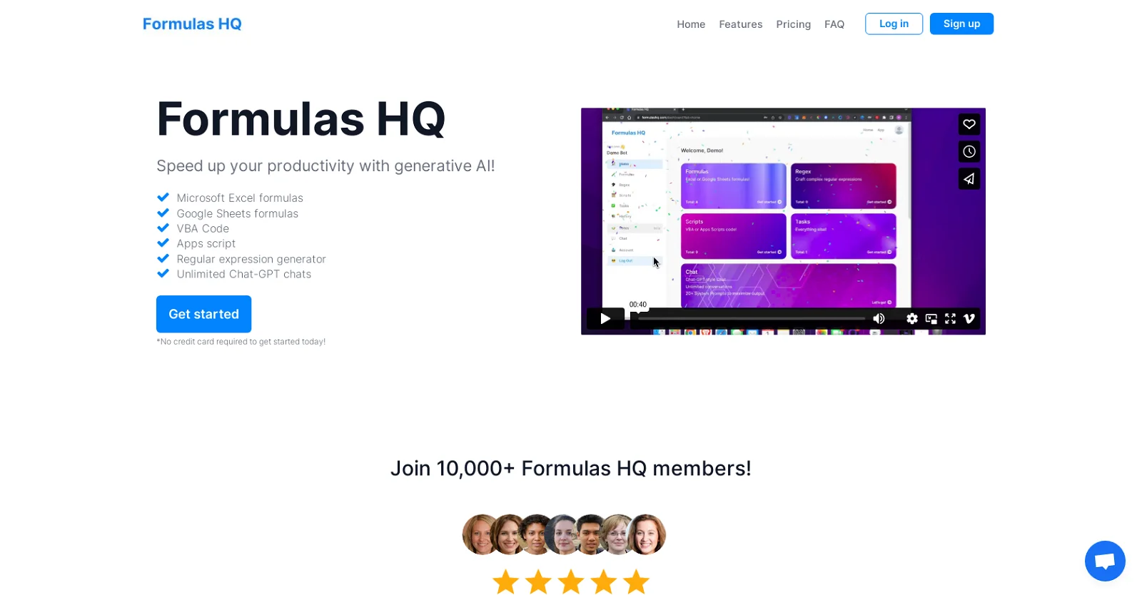 Formulas HQ landing page