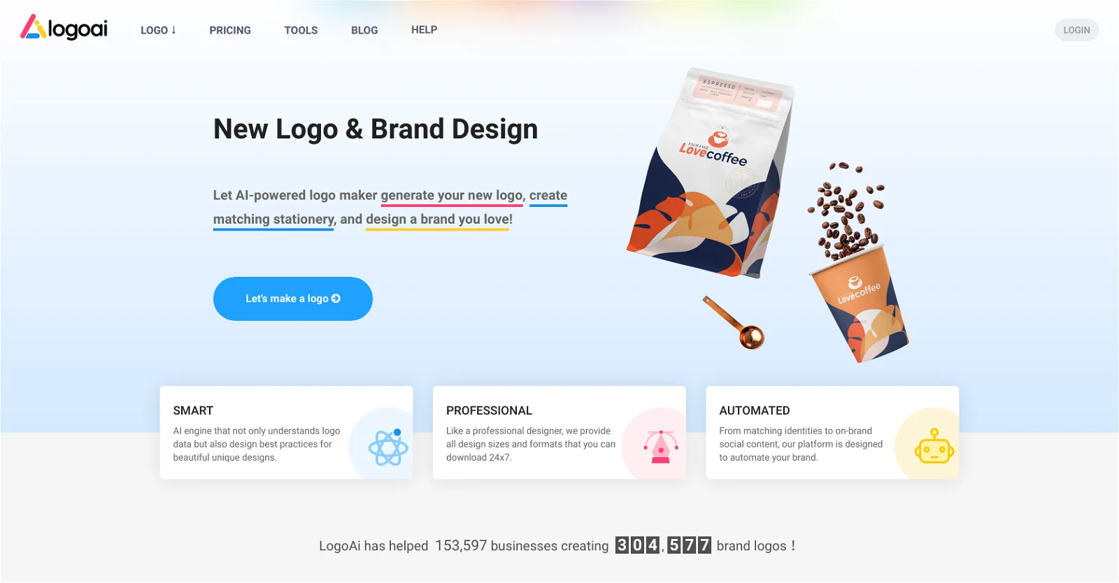 LogoAi landing page