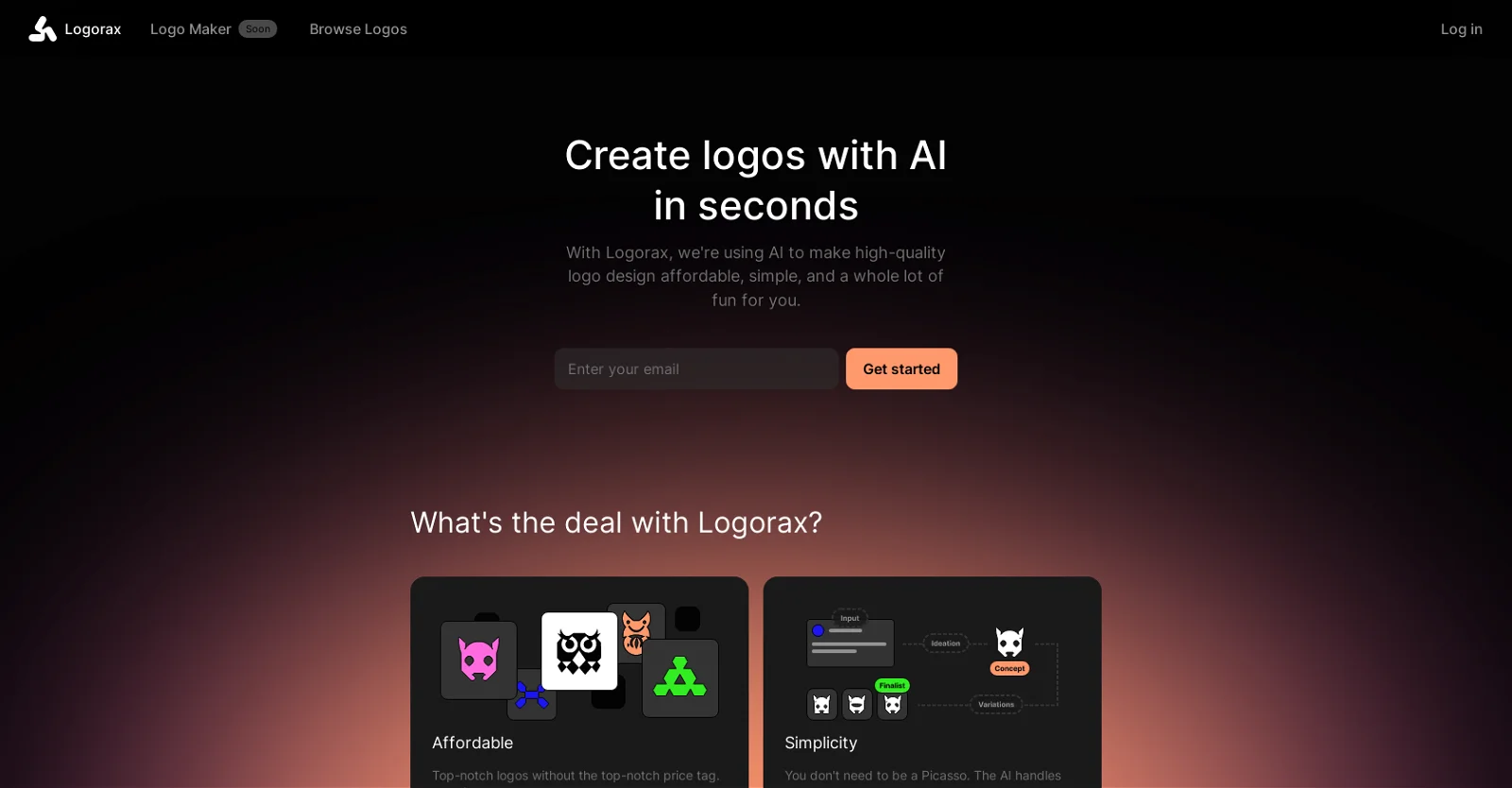 Logorax landing page