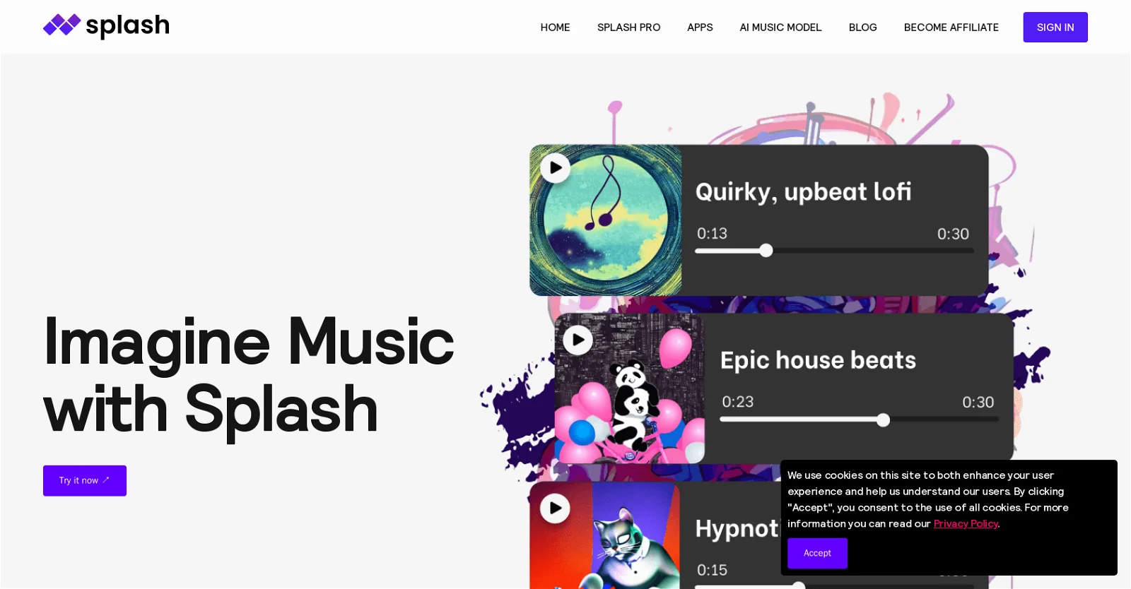 Splash landing page