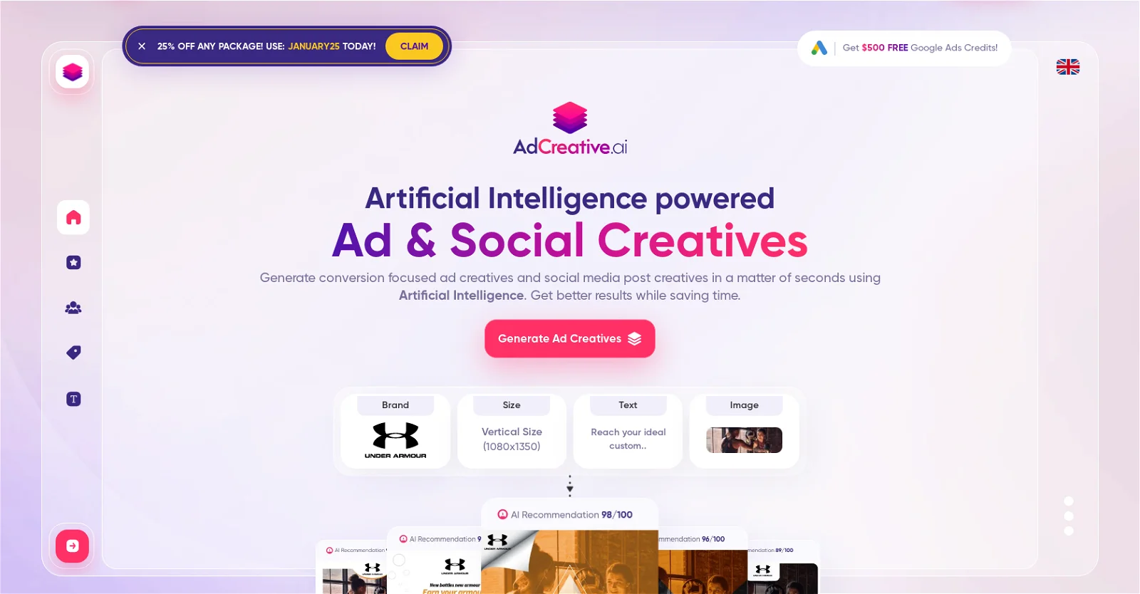 AdCreative landing page