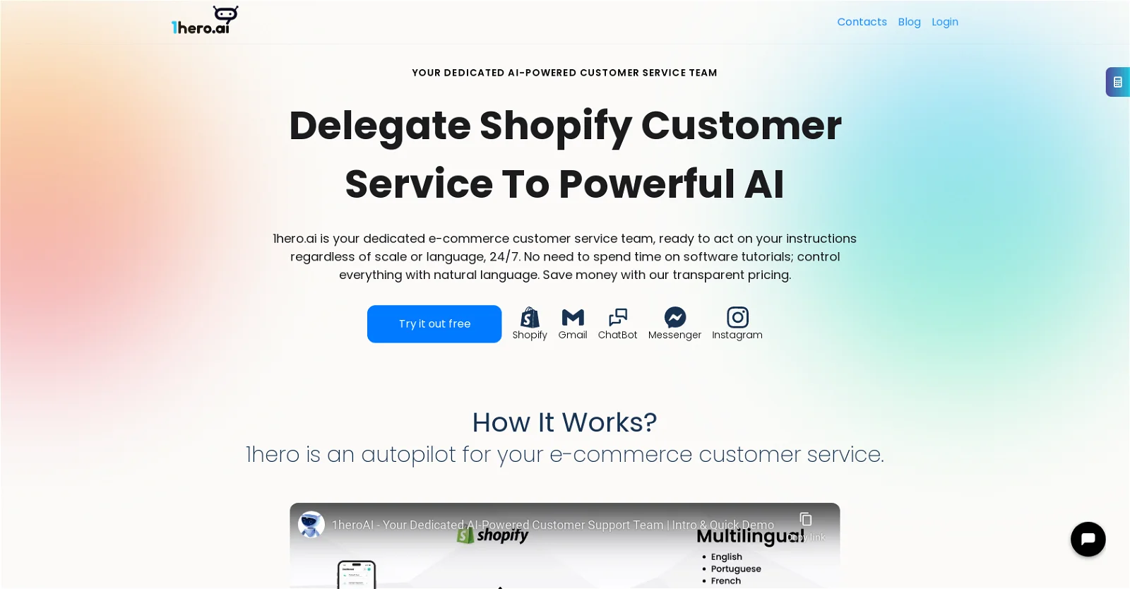 1hero.ai landing page