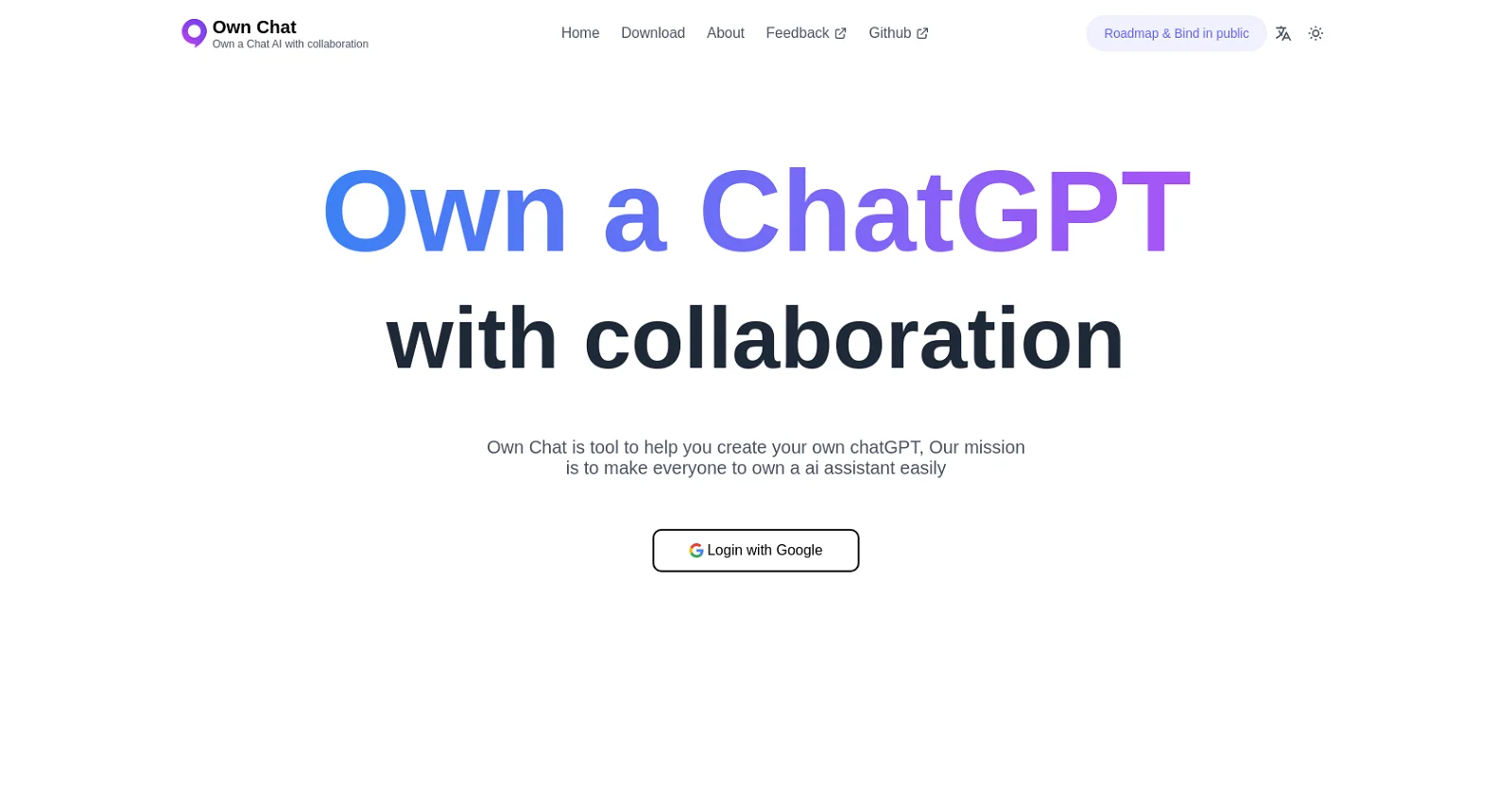 Ownchat landing page