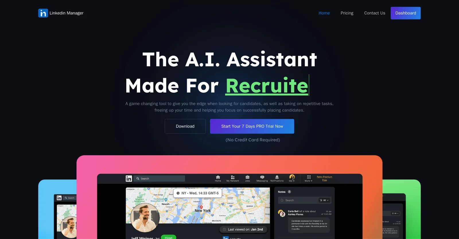 Linkedin Manager landing page