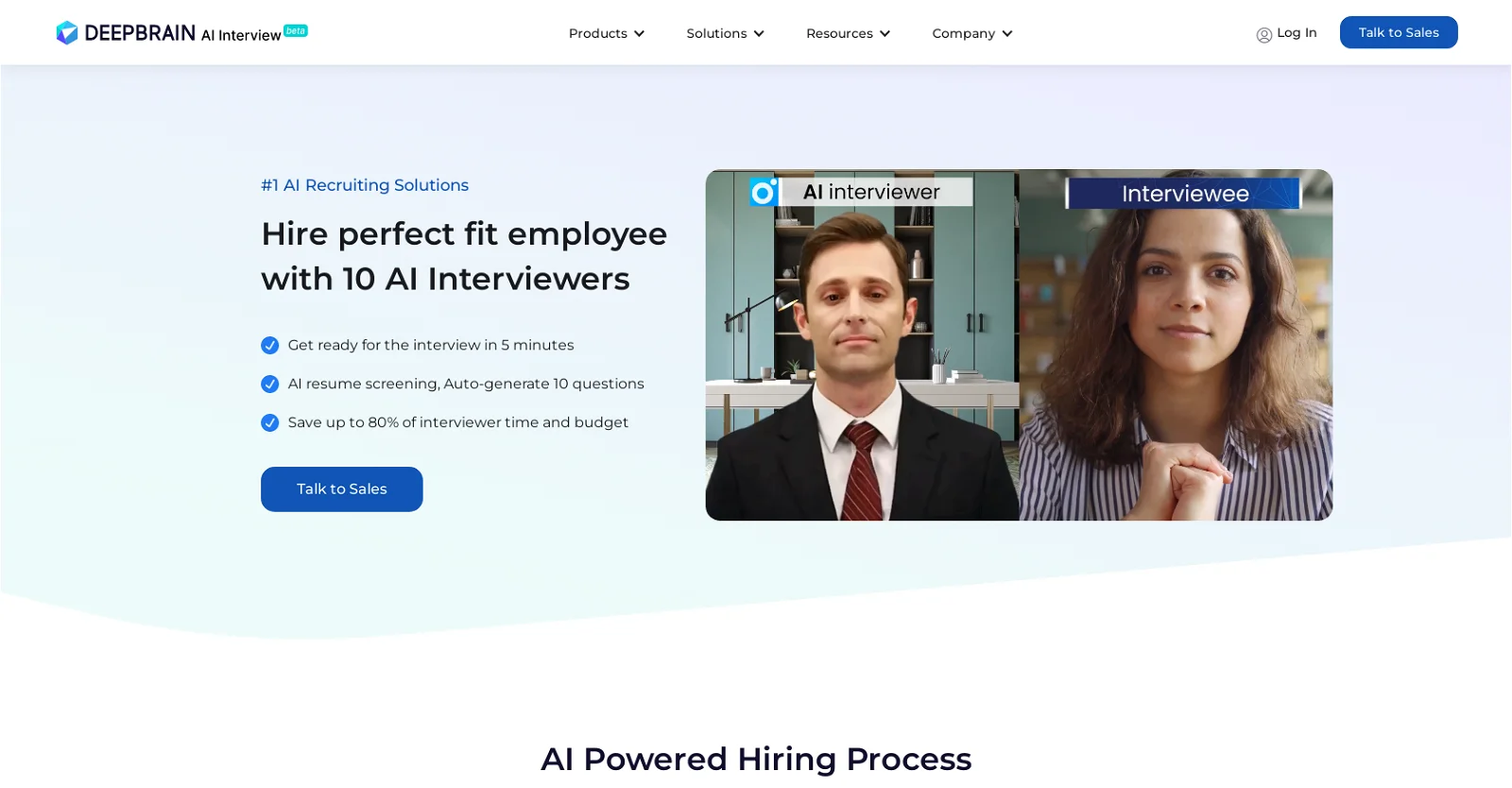 DeepBrain AI Interview landing page