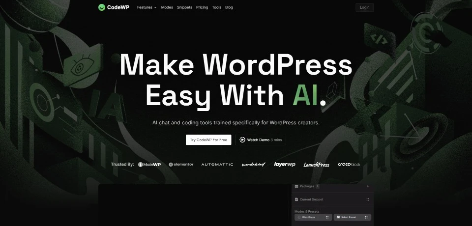 CodeWP landing page