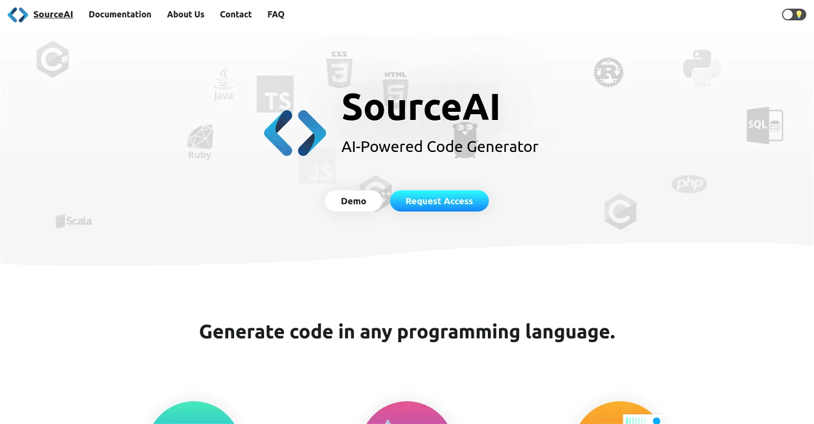 SourceAI landing page