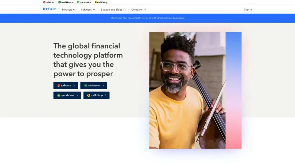 Intuit landing page