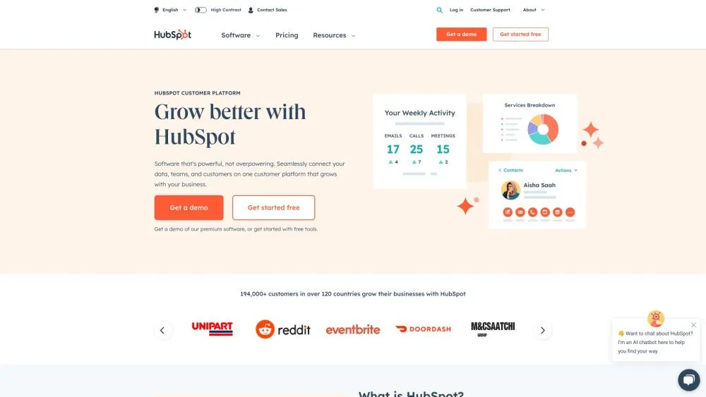 HubSpot landing page