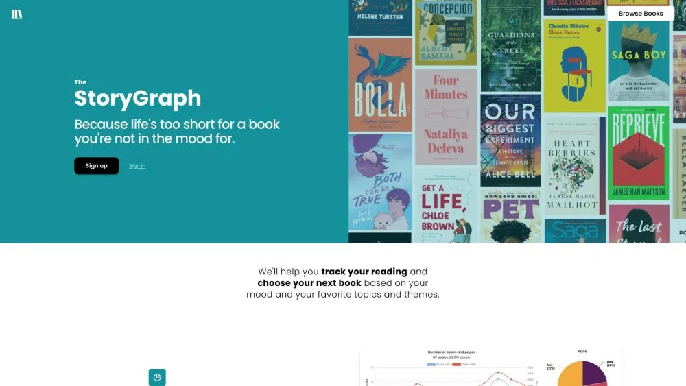 StoryGraph landing page