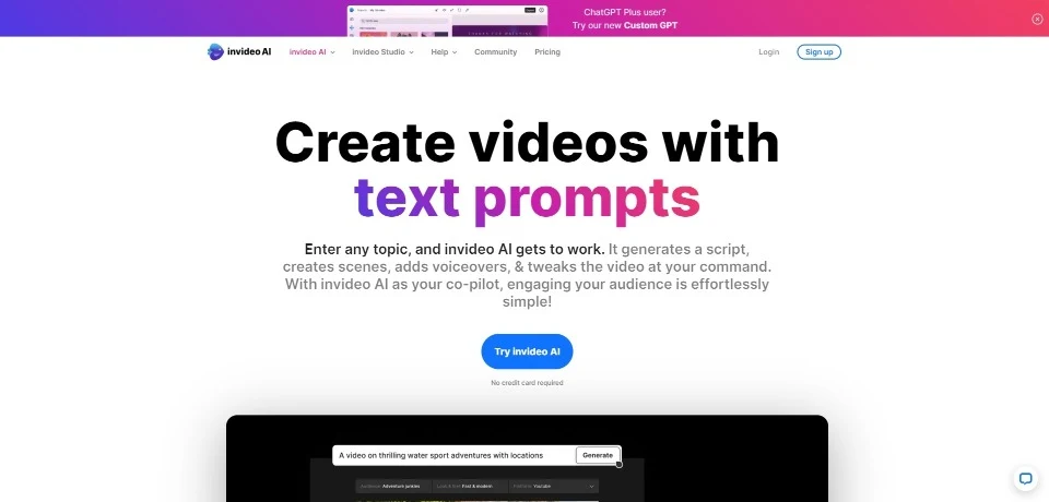 InVideo landing page