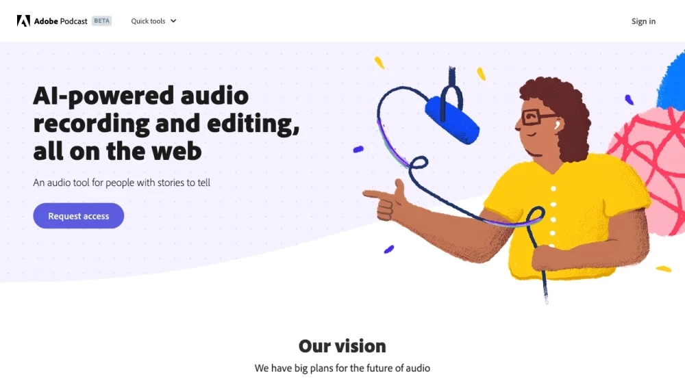 Adobe Podcast landing page