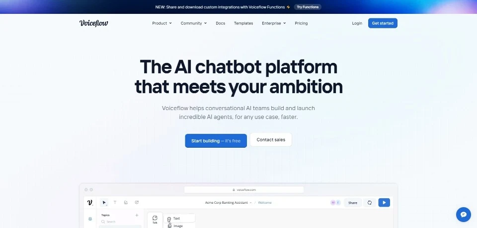 Voiceflow landing page