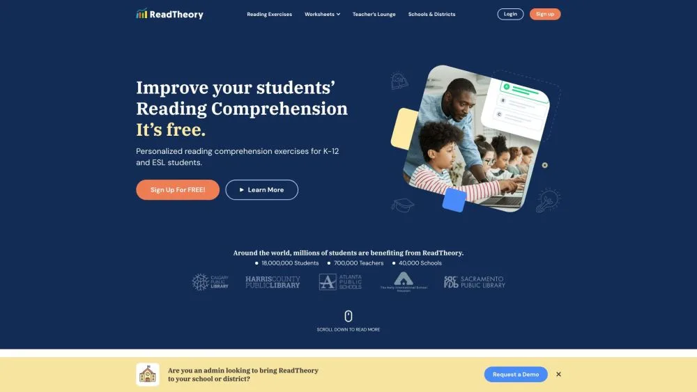 ReadTheory landing page