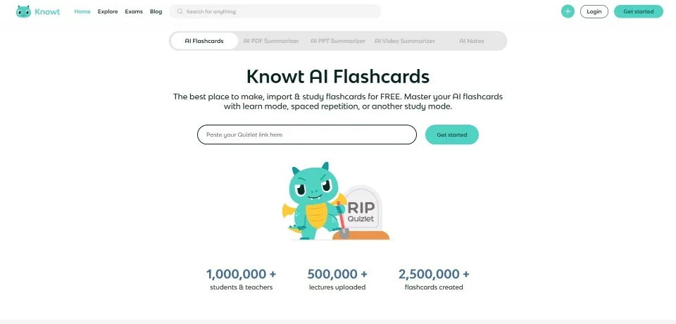 Knowt landing page