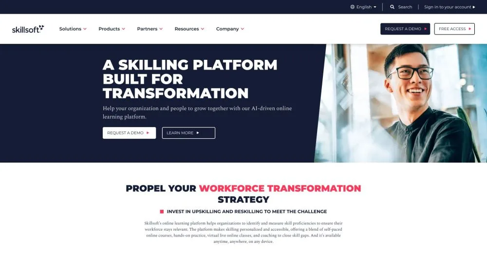 Skillsoft Percipio landing page