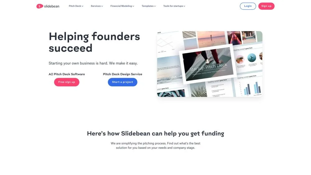 Slidebean landing page