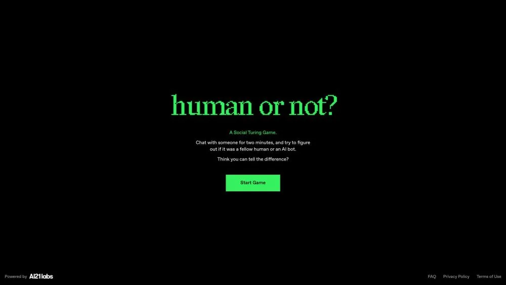 Human or Not landing page