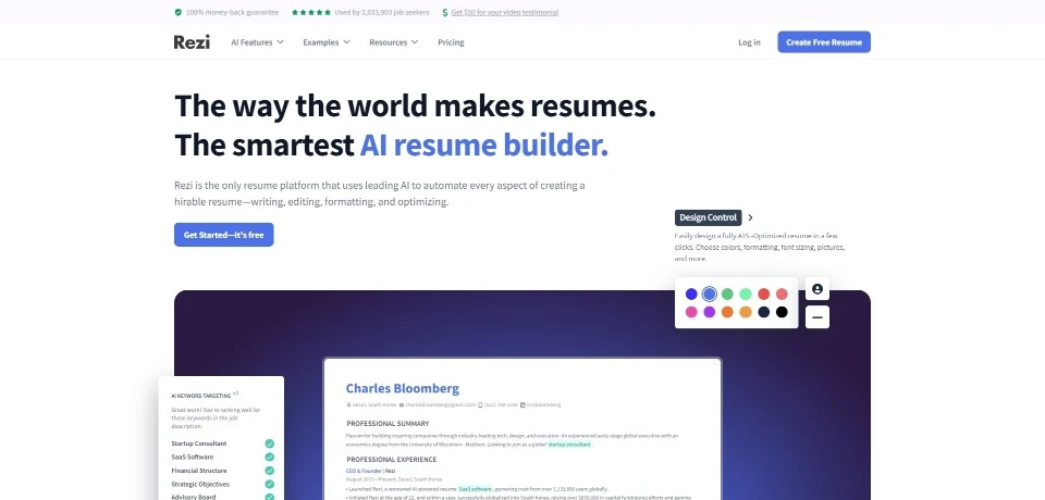 Rezi landing page