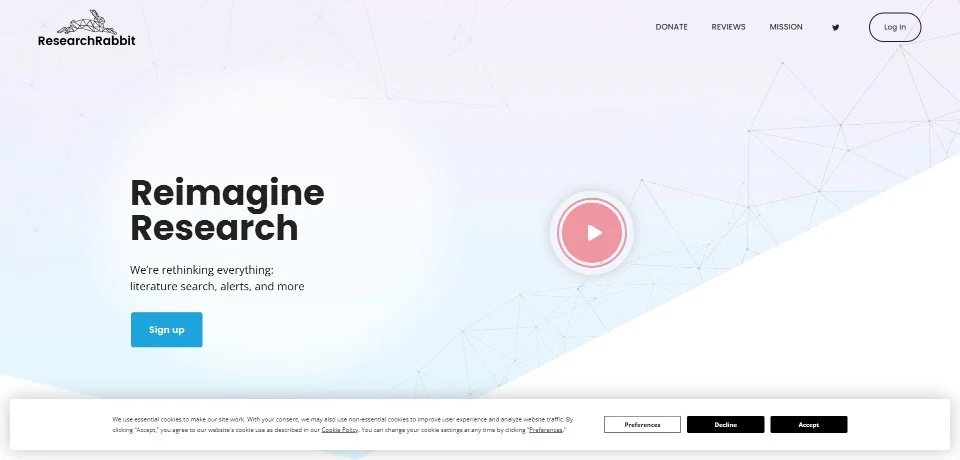 ResearchRabbit landing page