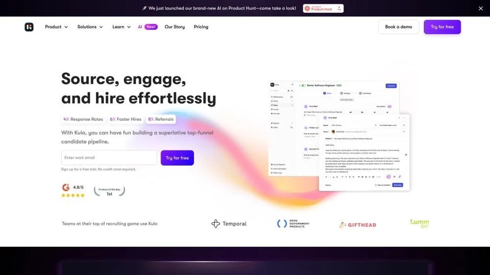 Kula AI landing page