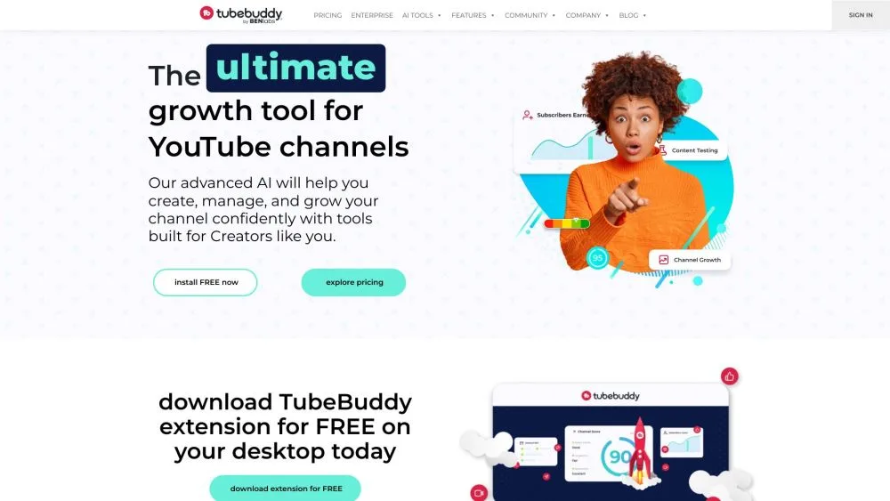 TubeBuddy landing page