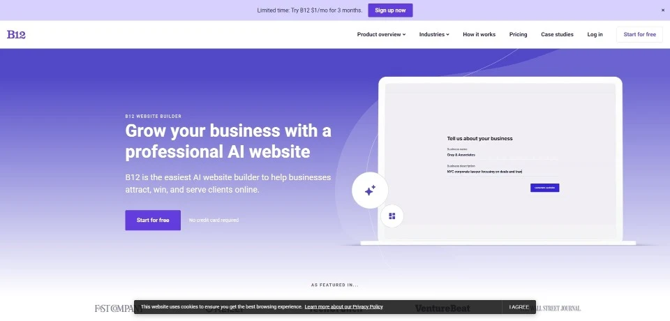 B12.io landing page