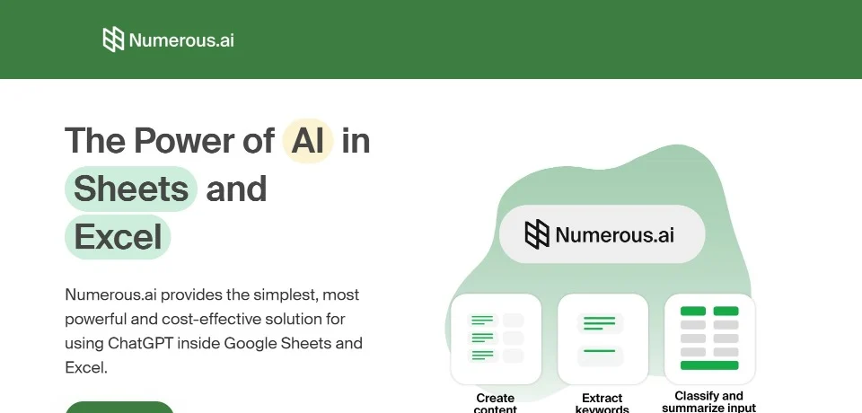 numerous.ai landing page