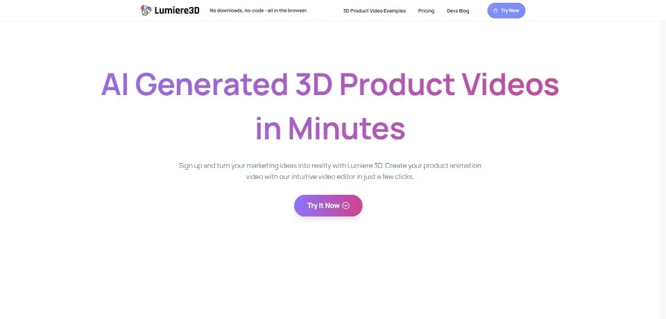 Lumiere 3D landing page