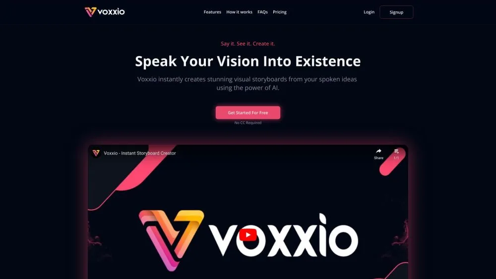 Voxxio landing page