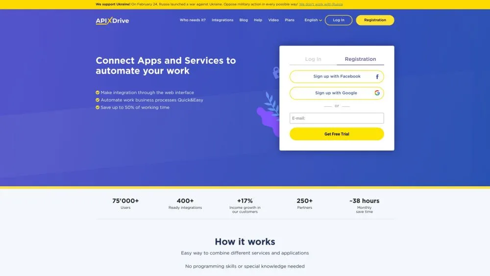 ApiX-Drive landing page