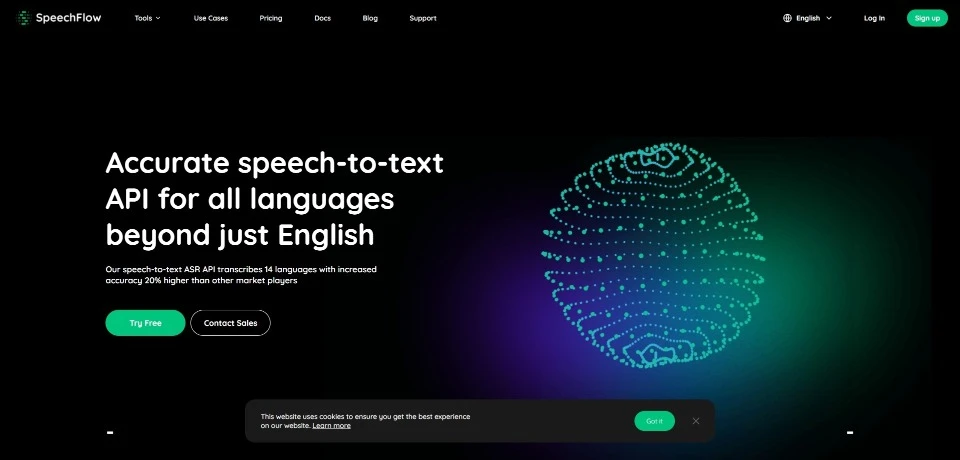 SpeechFlow landing page