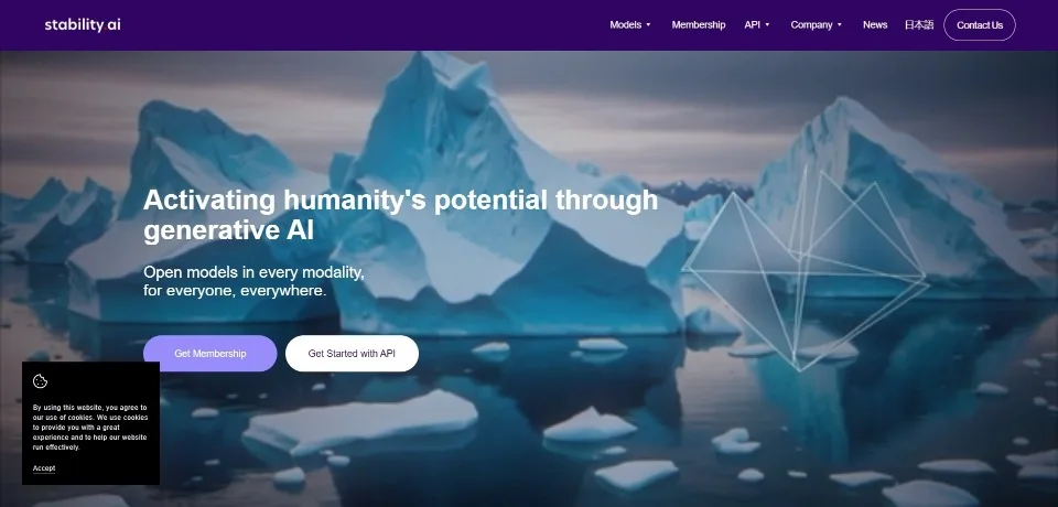 Stability AI landing page