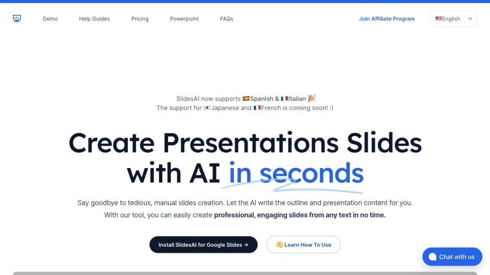 SlidesAI landing page