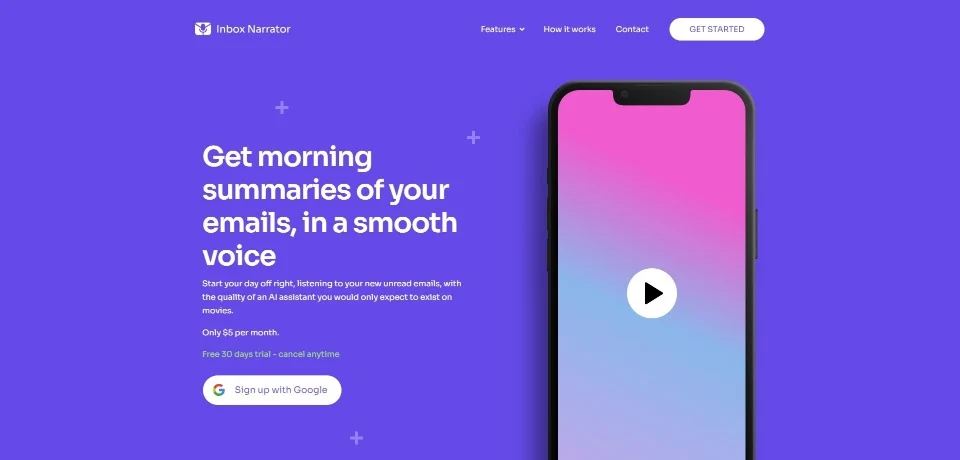 Inbox Narrator landing page