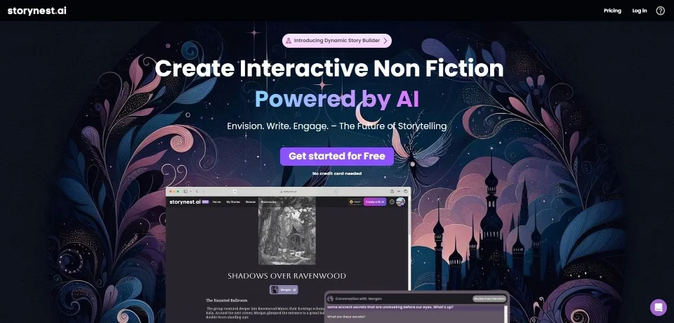 Storynest.ai landing page