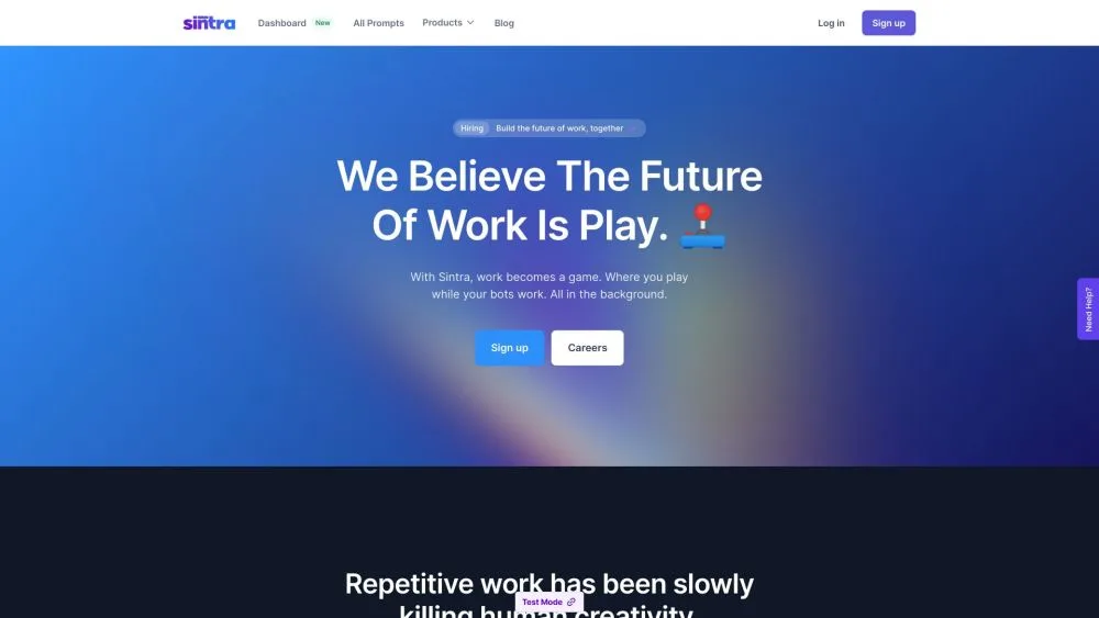 Sintra landing page