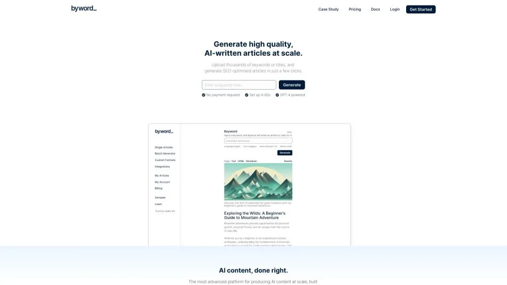 Byword landing page