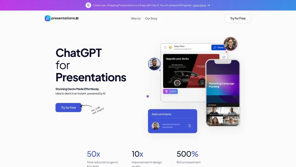 Presentations.ai landing page