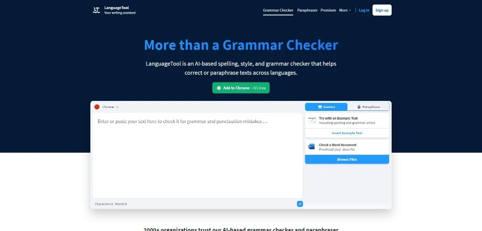 LanguageTool landing page