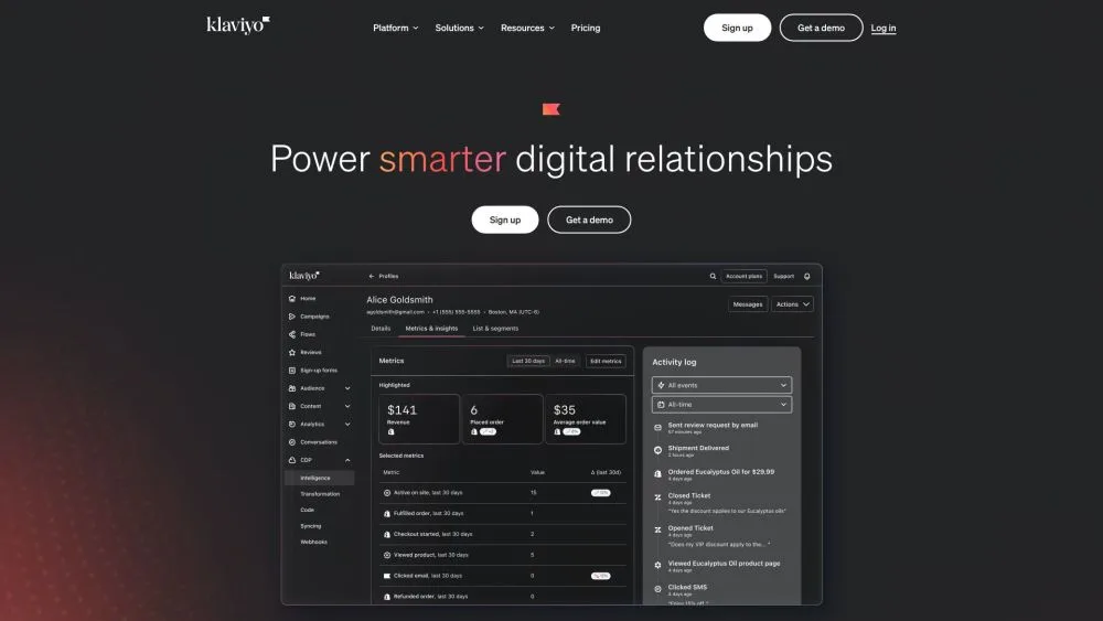 Klaviyo landing page