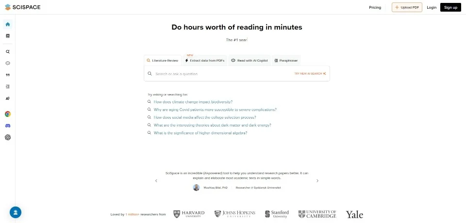 Scispace landing page