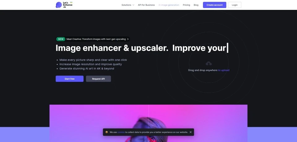 Let's Enhance landing page