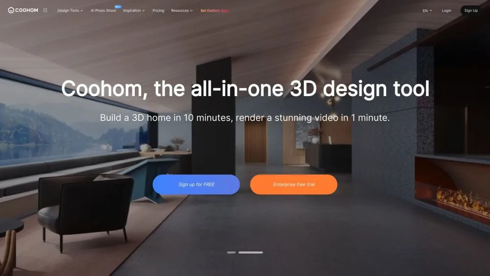 Coohom landing page