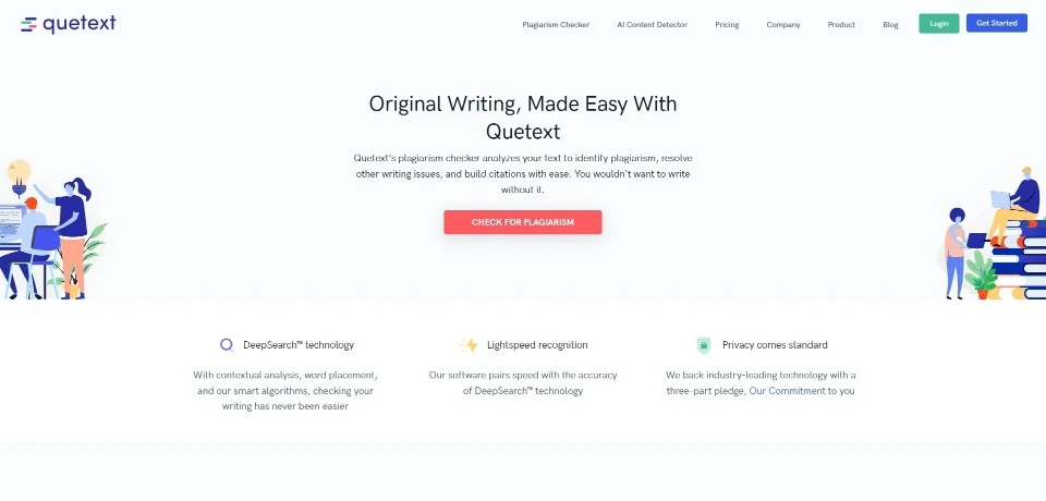 Quetext landing page