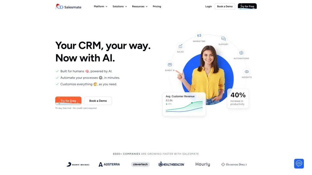 Salesmate landing page