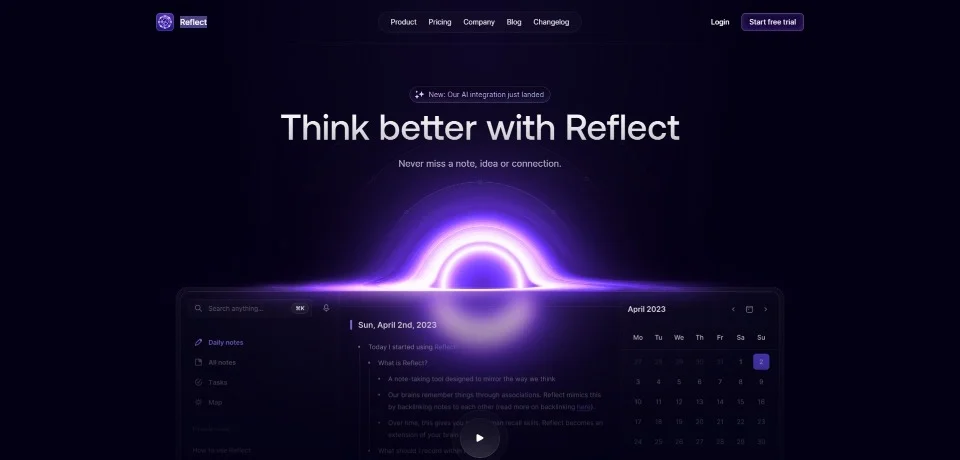 Reflect landing page