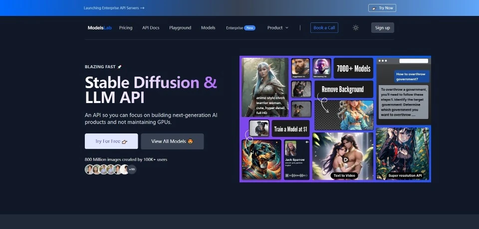 ModelsLab landing page