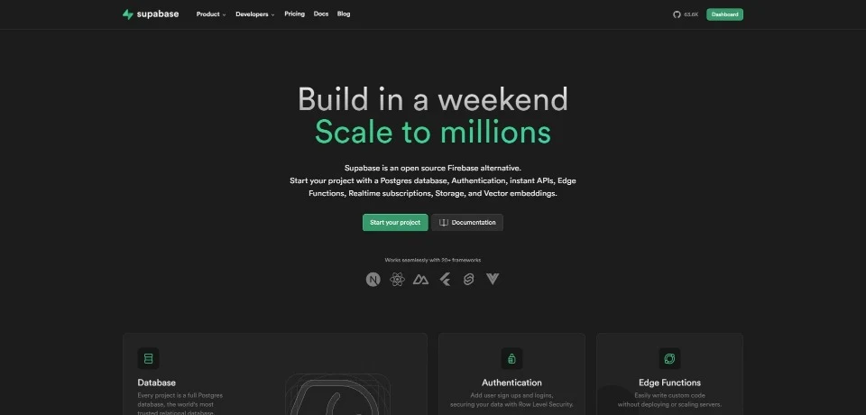 supabase landing page