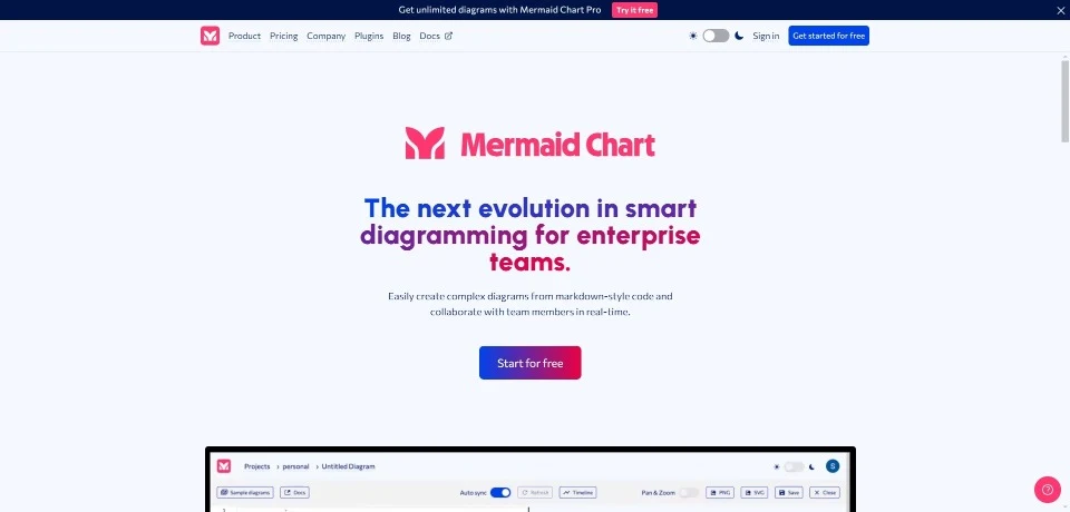 Mermaid Chart landing page